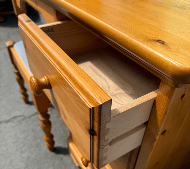 Solid Pine Dressing Table With Stool