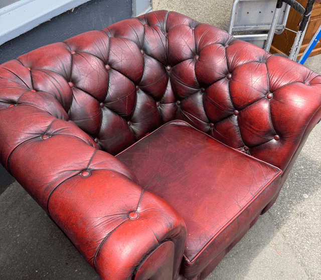 Oxblood Leather Wingback And Club Chair