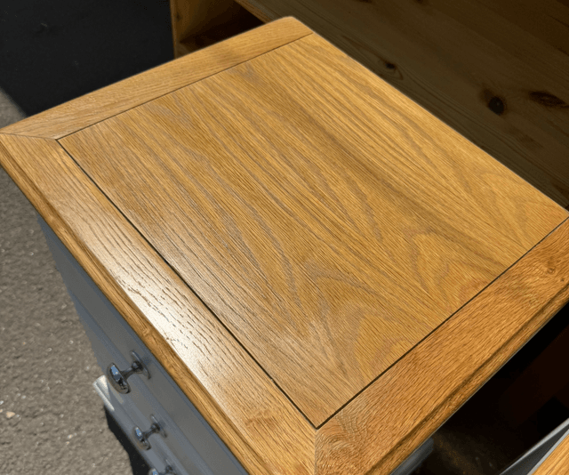 A Pair Of Oak Top Light Grey Bedsides