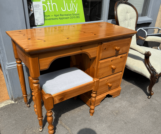 Solid Pine Dressing Table With Stool