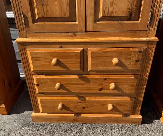 Large Solid Pine Wardrobe With Large Drawers