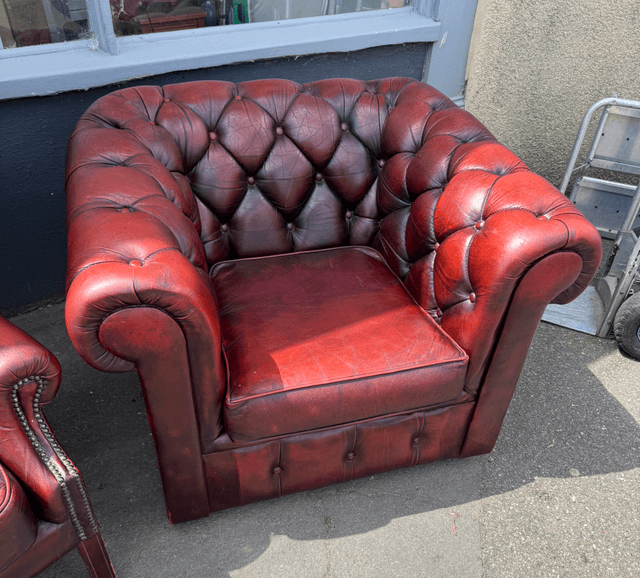 Oxblood Leather Wingback And Club Chair