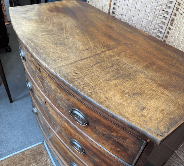 Georgian Bow Fronted Mahogany Chest Of Drawers