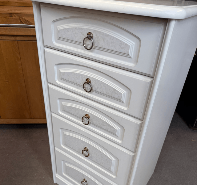Solid White 5 Drawer Tallboy