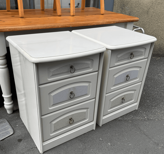 A Pair Of Solid White Bedsides